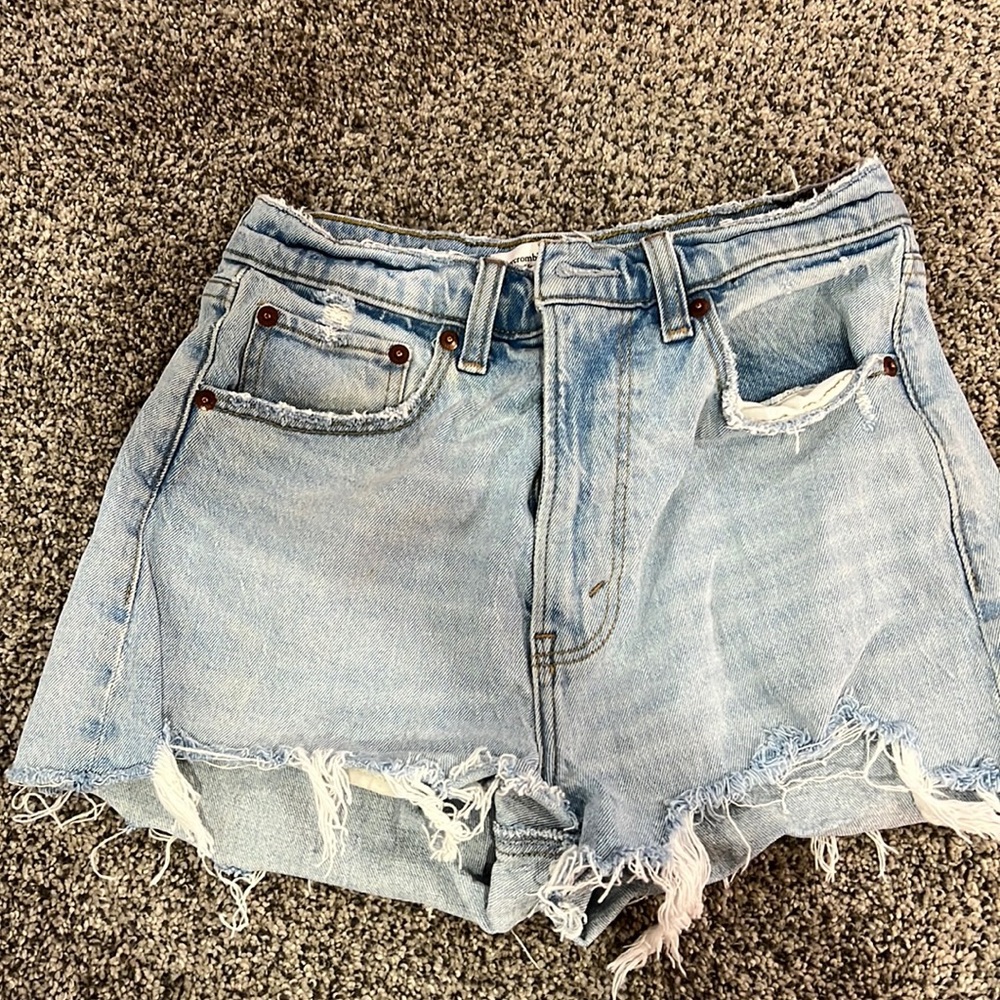 Abercrombie & Fitch Light Blue Distressed Denim Jean Shorts